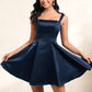 Celeste A-line Straight Short Satin Homecoming Dress With Bow DLP0025639