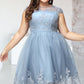 Taylor A-line Scoop Knee-Length Lace Tulle Homecoming Dress With Sequins DLP0020579