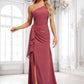 Lara A-line One Shoulder Floor-Length Chiffon Bridesmaid Dress With Ruffle DLP0025824