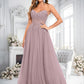 Jaylyn Ball-Gown/Princess V-Neck Floor-Length Tulle Prom Dresses With Sequins Appliques Lace DLP0025837