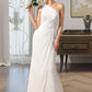 Viv Sheath/Column One Shoulder Floor-Length Chiffon Bridesmaid Dress With Ruffle DLP0012820