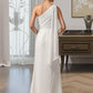 Viv Sheath/Column One Shoulder Floor-Length Chiffon Bridesmaid Dress With Ruffle DLP0012820