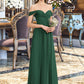 Zaria A-line Off the Shoulder Floor-Length Chiffon Bridesmaid Dress With Ruffle DLP0012825