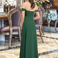 Zaria A-line Off the Shoulder Floor-Length Chiffon Bridesmaid Dress With Ruffle DLP0012825