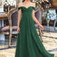 Zaria A-line Off the Shoulder Floor-Length Chiffon Bridesmaid Dress With Ruffle DLP0012825