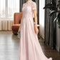 Yareli A-Line High Neck Floor-Length Chiffon Bridesmaid Dress With Sequins DLP0012852