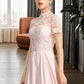 Yareli A-Line High Neck Floor-Length Chiffon Bridesmaid Dress With Sequins DLP0012852