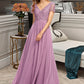 Tess A-Line V-neck Floor-Length Chiffon Bridesmaid Dress With Split Front DLP0012890