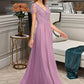 Tess A-Line V-neck Floor-Length Chiffon Bridesmaid Dress With Split Front DLP0012890