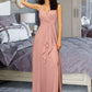 Taryn A-LineV-neckFloor-LengthChiffonBridesmaidDressWithRuffleSplitFront#251384 DLP0012892