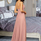 Taryn A-LineV-neckFloor-LengthChiffonBridesmaidDressWithRuffleSplitFront#251384 DLP0012892