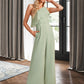 Zion Jumpsuit/Pantsuit One-Shoulder Floor-Length Bridesmaid Dress With Ruffle DLP0012897