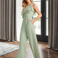 Zion Jumpsuit/Pantsuit One-Shoulder Floor-Length Bridesmaid Dress With Ruffle DLP0012897