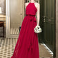 Teresa A-Line Scoop Neck Floor-Length Chiffon Bridesmaid Dress With Bow(s) DLP0012902