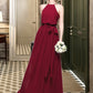 Teresa A-Line Scoop Neck Floor-Length Chiffon Bridesmaid Dress With Bow(s) DLP0012902