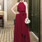 Teresa A-Line Scoop Neck Floor-Length Chiffon Bridesmaid Dress With Bow(s) DLP0012902