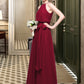 Teresa A-Line Scoop Neck Floor-Length Chiffon Bridesmaid Dress With Bow(s) DLP0012902