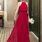 Teresa A-Line Scoop Neck Floor-Length Chiffon Bridesmaid Dress With Bow(s) DLP0012902