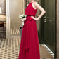 Teresa A-Line Scoop Neck Floor-Length Chiffon Bridesmaid Dress With Bow(s) DLP0012902