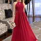 Urania A-Line Scoop Neck Floor-Length Chiffon Lace Bridesmaid Dress DLP0012918