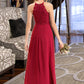 Urania A-Line Scoop Neck Floor-Length Chiffon Lace Bridesmaid Dress DLP0012918