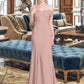 Vera Trumpet/Mermaid Off the Shoulder Court Train Chiffon Lace Bridesmaid Dress With Sequins DLP0012955