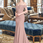 Vera Trumpet/Mermaid Off the Shoulder Court Train Chiffon Lace Bridesmaid Dress With Sequins DLP0012955