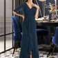 Tia A-Line V-neck Asymmetrical Bridesmaid Dress With Split Front DLP0012971