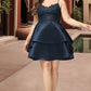 Mariana A-line V-Neck Short/Mini Lace Satin Homecoming Dress DLP0020504