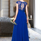 Sylvia A-Line V-neck Floor-Length Chiffon Bridesmaid Dress With Ruffle DLP0013004