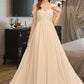 Thelma A-Line V-neck Floor-Length Chiffon Bridesmaid Dress With Ruffle DLP0013011