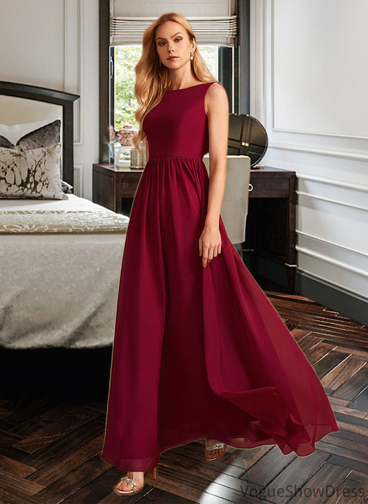 Tamara A-Line High Neck Floor-Length Bridesmaid Dress With Bow(s) DLP0013022