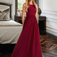 Tamara A-Line High Neck Floor-Length Bridesmaid Dress With Bow(s) DLP0013022