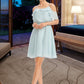 Summer A-Line V-neck Short/Mini Bridesmaid Dress With Cascading Ruffles DLP0013023