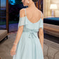 Summer A-Line V-neck Short/Mini Bridesmaid Dress With Cascading Ruffles DLP0013023