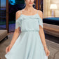 Summer A-Line V-neck Short/Mini Bridesmaid Dress With Cascading Ruffles DLP0013023