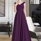 Yasmin A-line Off the Shoulder Floor-Length Chiffon Bridesmaid Dress With Ruffle DLP0013029