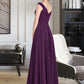 Yasmin A-line Off the Shoulder Floor-Length Chiffon Bridesmaid Dress With Ruffle DLP0013029