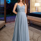 Valery A-Line V-neck Floor-Length Bridesmaid Dress With Lace DLP0013030