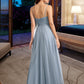 Valery A-Line V-neck Floor-Length Bridesmaid Dress With Lace DLP0013030