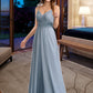 Valery A-Line V-neck Floor-Length Bridesmaid Dress With Lace DLP0013030