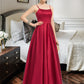 Yasmine A-Line Square Neckline Floor-Length Satin Bridesmaid Dress DLP0013060