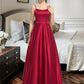 Yasmine A-Line Square Neckline Floor-Length Satin Bridesmaid Dress DLP0013060