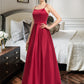 Yasmine A-Line Square Neckline Floor-Length Satin Bridesmaid Dress DLP0013060