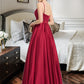 Yasmine A-Line Square Neckline Floor-Length Satin Bridesmaid Dress DLP0013060