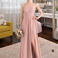 Teagan A-Line Sweetheart Floor-Length Chiffon Lace Bridesmaid Dress With Split Front DLP0013068