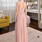 Teagan A-Line Sweetheart Floor-Length Chiffon Lace Bridesmaid Dress With Split Front DLP0013068