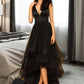 Uerica Ball-Gown/Princess V-neck Asymmetrical Tulle Bridesmaid Dress With Beading DLP0013077