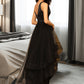 Uerica Ball-Gown/Princess V-neck Asymmetrical Tulle Bridesmaid Dress With Beading DLP0013077