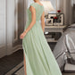 Zariah A-Line V-neck Floor-Length Bridesmaid Dress With Lace Split Front DLP0013096